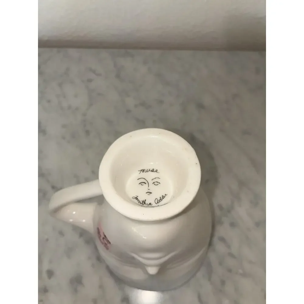 Jonathan Adler Muse White Ceramic Double Face MUG Cup Sculptural Modern Art